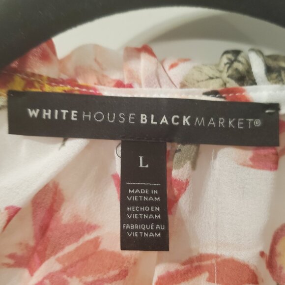 White House Black Market Rose Sheer Blouse- Sz Large - Picture 2 of 8